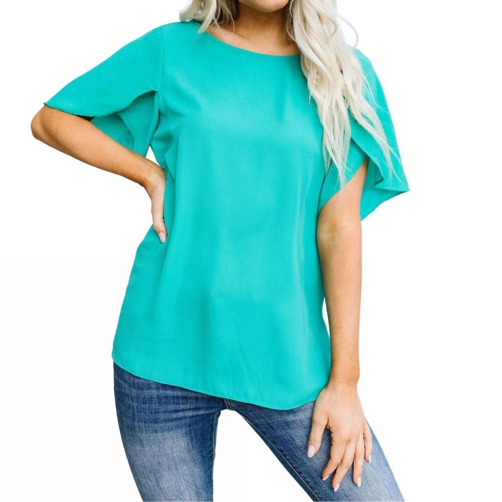 NEW FSL tulip sleeve blouse in kelly green